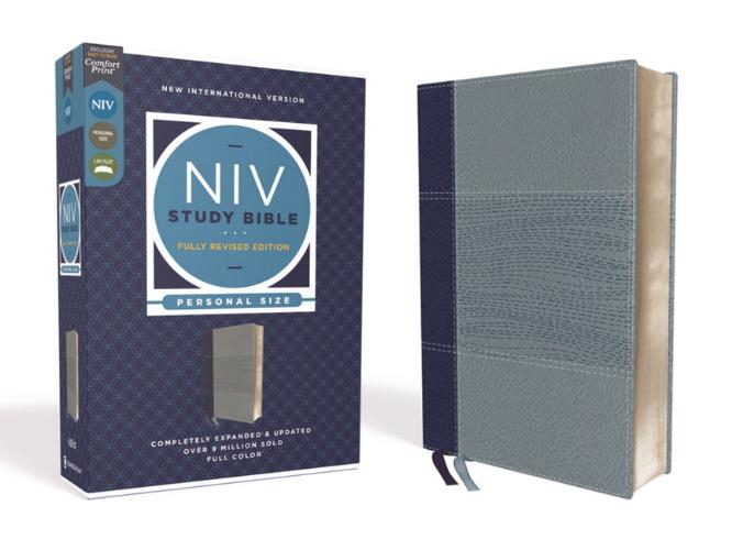 NIV Personal Size Study Bible - Revised Edition (Navy/Blue Leathersoft)