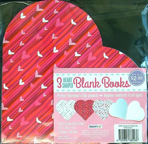 3 Heart Shaped Blank Books (White Heart/Red Heart/Dots)