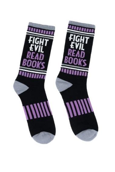 Fight Evil, Read Books Unisex Small Socks