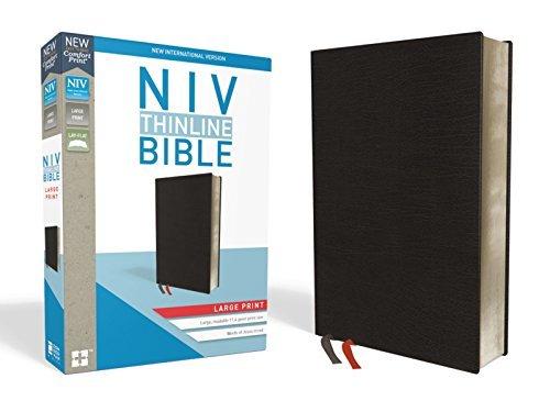 NIV Large Print Thinline Bible (Thumb Indexed, Black Bonded Leather)