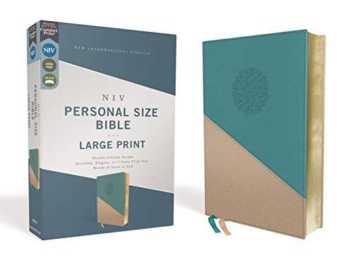 NIV Personal Size Bible (Large Print, Teal/Gold Leathersoft)
