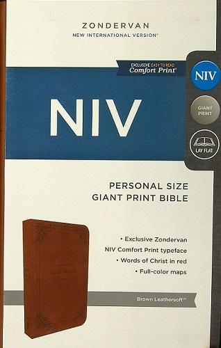 NIV, Personal Size Giant Print Bible (Brown Leathersoft)
