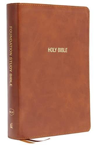 NKJV, Large Print Foundation Study Bible (Brown Leathersoft, Thumb Indexed)